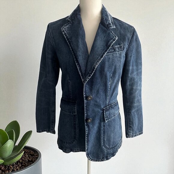 REBECCA TAYLOR La Vie Denim Blazer Jacket Size 8 - Picture 1 of 7